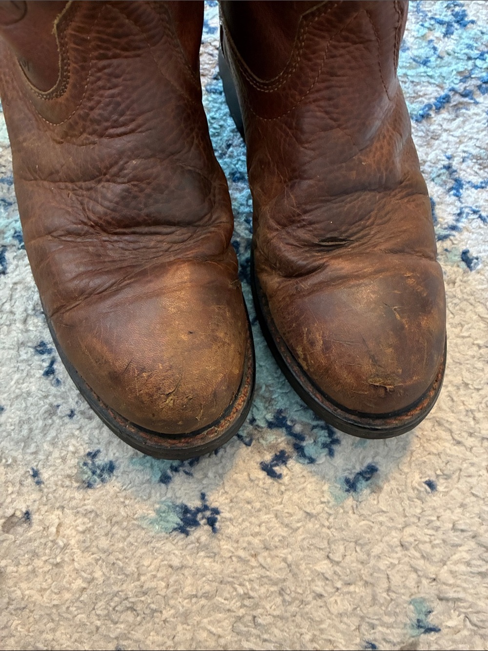 Ariat Brown men’s 10.5 D Leather Pull-On Waterproof Work Boots cowboy - Picture 4 of 12